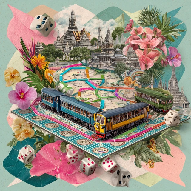 Thai Ticket to Ride Board Game Art Illustration