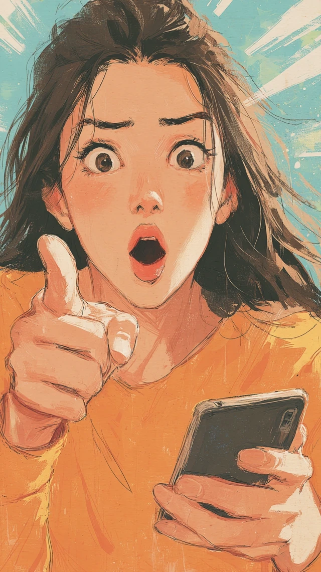 Surprised Young Person Pointing Illustration