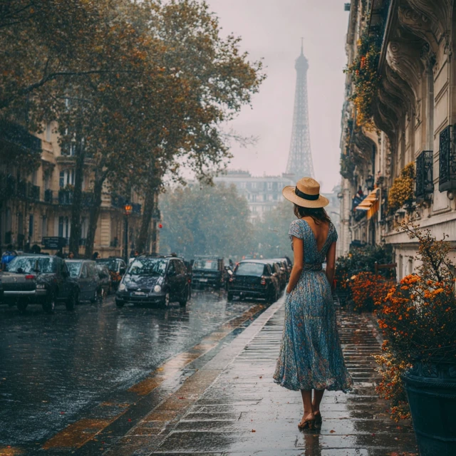 Woman in Paris Eiffel Tower Photography