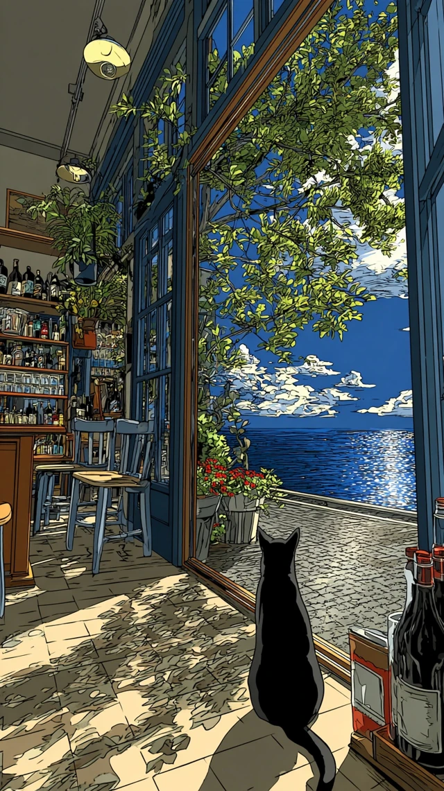 Kikis Bakery at Golden Hour Anime Art