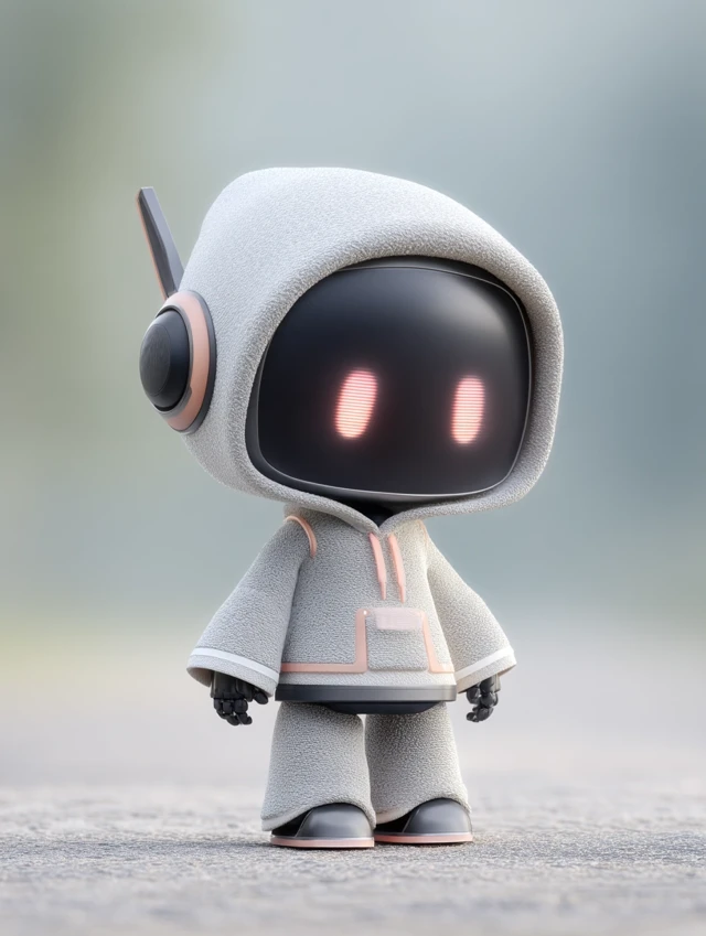 Cute Robot in Hoodie 3D Rendering Portrait