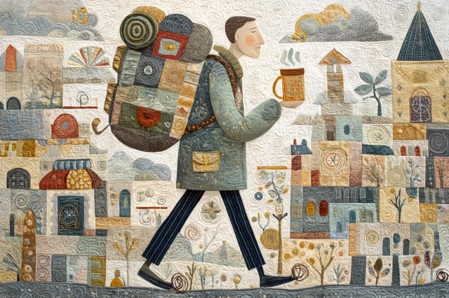Camino De Santiago Folk Art Pilgrimage Illustration