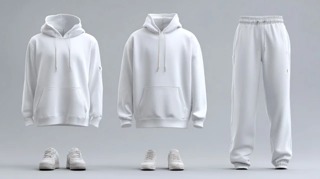 White Hooded Sweatshirt and Sport Trousers