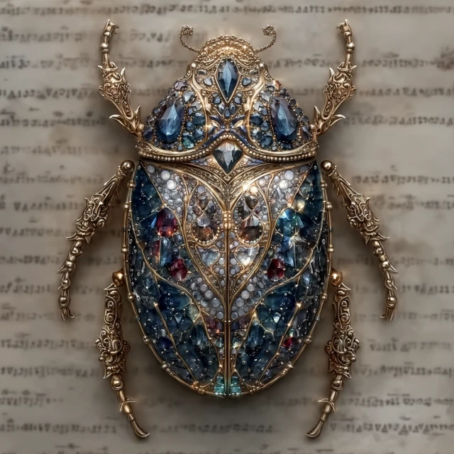 Mystical Golden Scarab Beetle Dark Fantasy