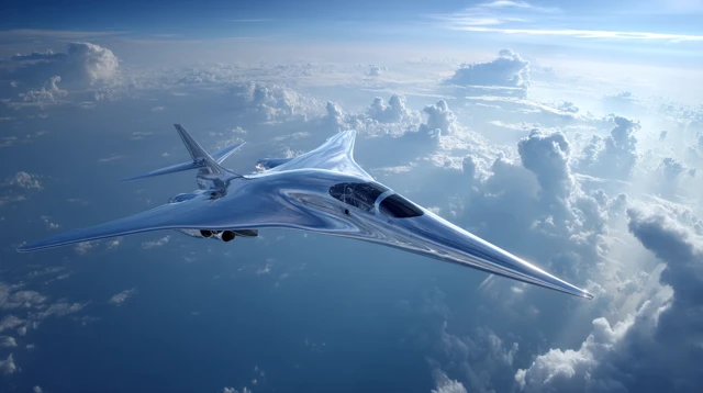 Futuristic Aircraft Soaring Above the Clouds