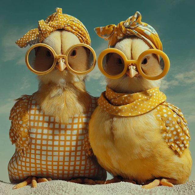 Adorable Baby Chickens Fashionistas Summer Beach