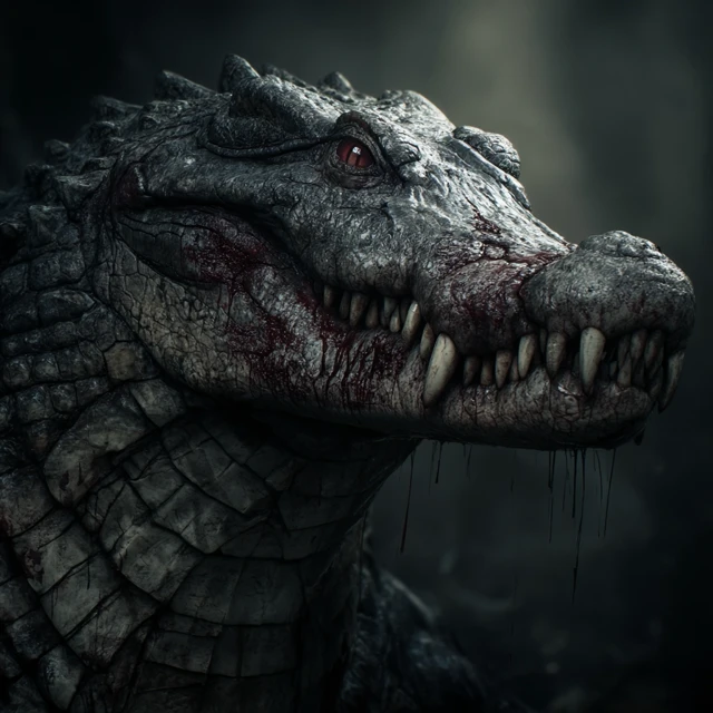 Mutated Crocodile Lizard Realistic Creature Art