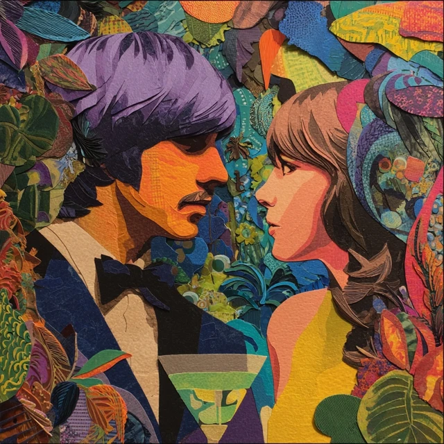 Psychedelic Paper Collage Date Night Art