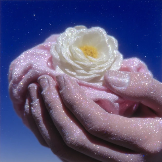 Sparkly Hands Holding Flower Pastel Illustration