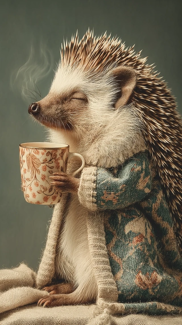 Sleepy Hedgehog with Cocoa