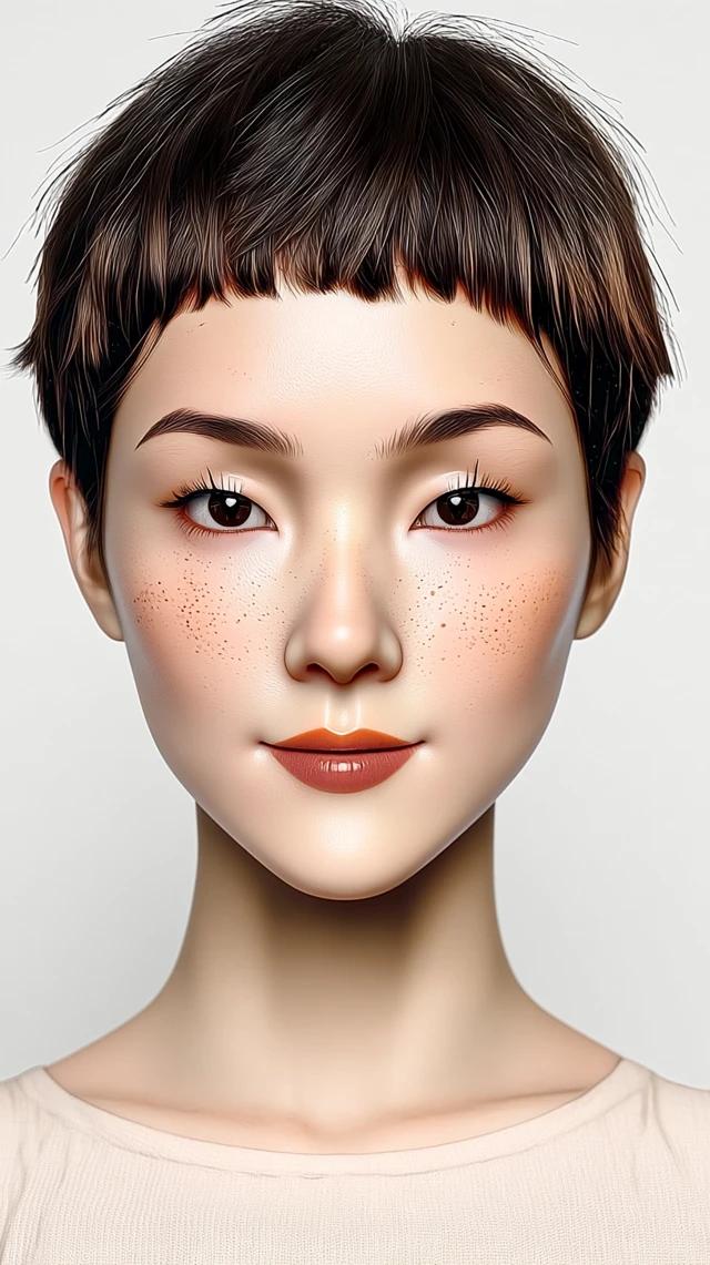 Fashionable Portrait with Freckles and Trendy Hair