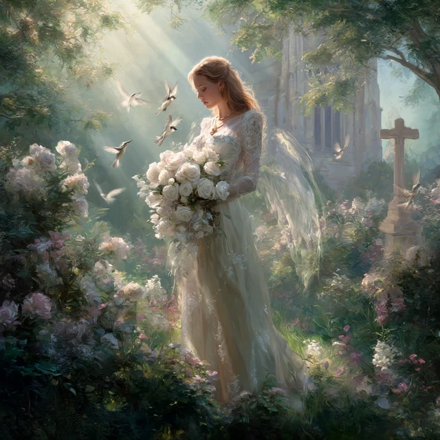 Angel in Enchanted Garden Cinematic Photography