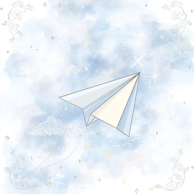 Watercolor Paper Airplane Illustration