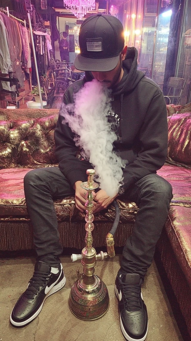 Hookah Master in Upscale Lounge Photorealistic Portrait