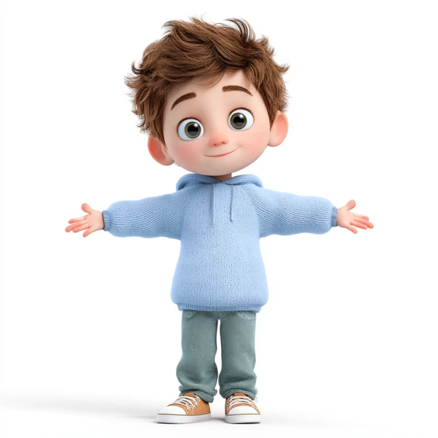 Cute 3D Cartoon Boy Character