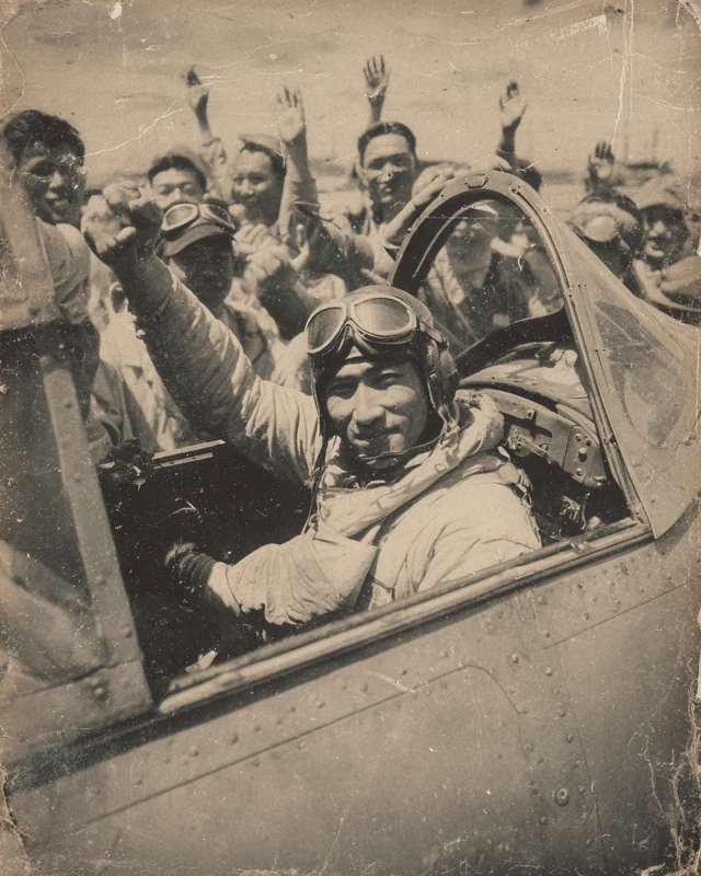 Kamikaze Pilot in Mitsubishi Zero 1945 Japan