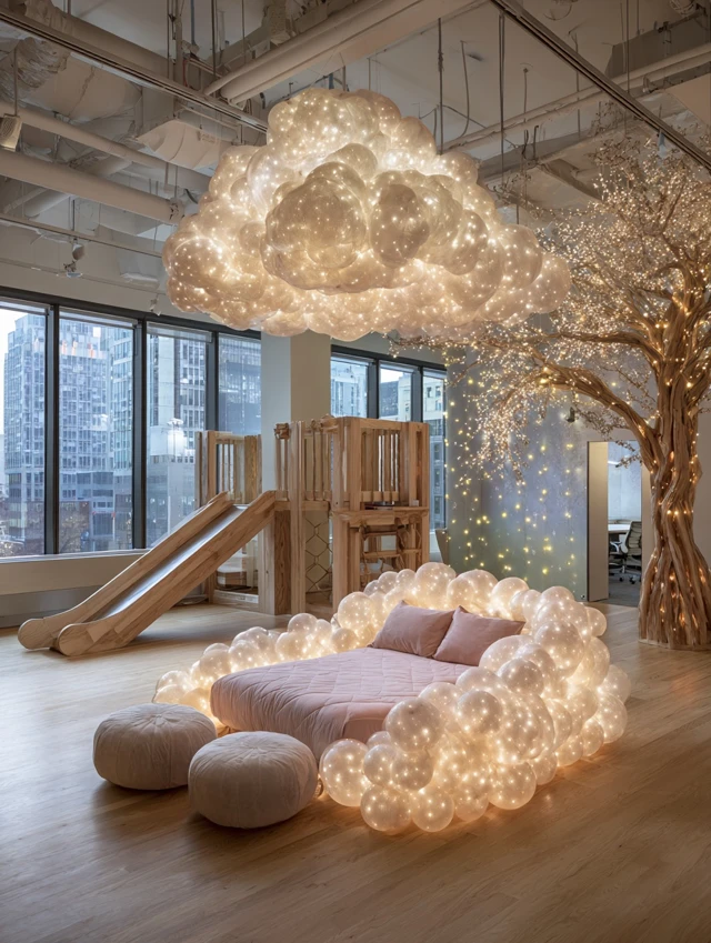 Dreamy Bedroom Design Cloud Bed and Starry Sky