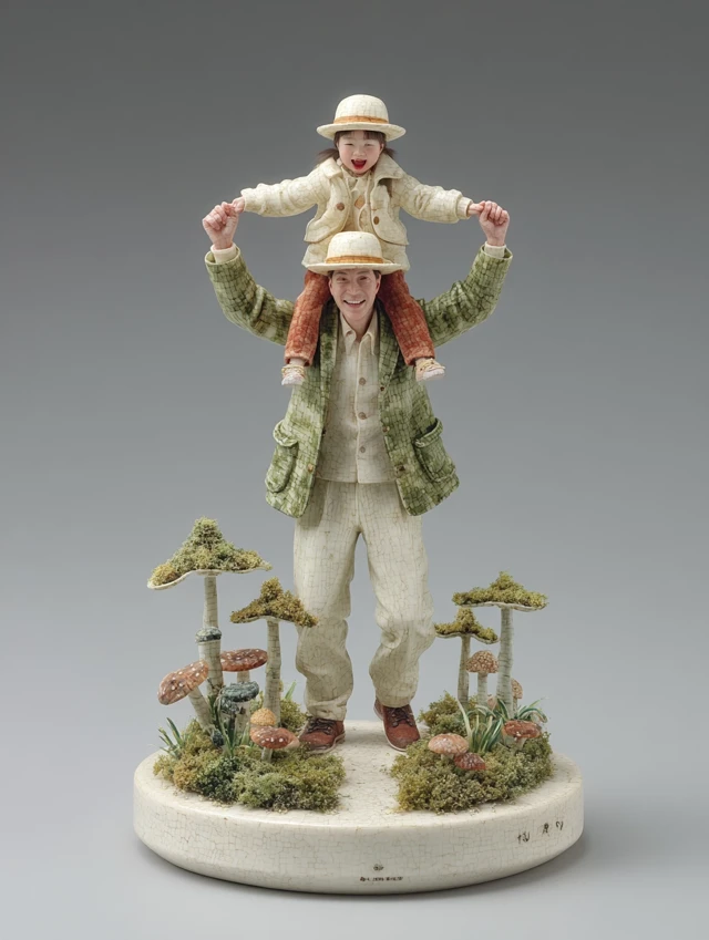 Father and Daughter Model in a Garden Scene