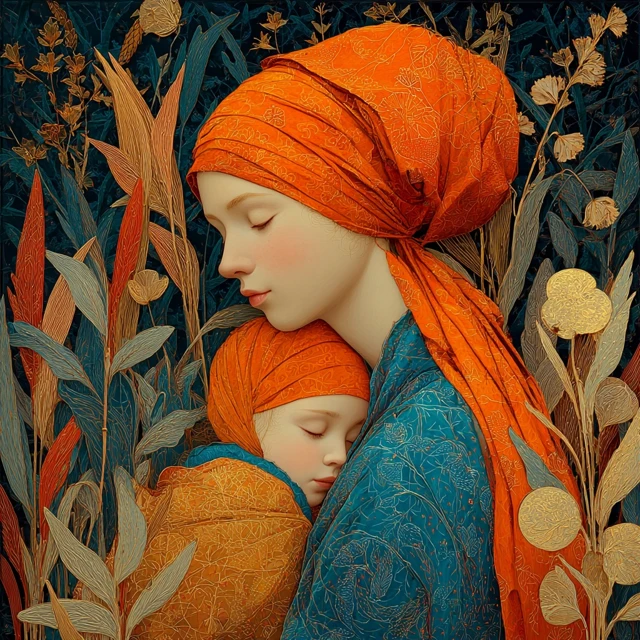 Mother and Child in Andrey Remnev Style
