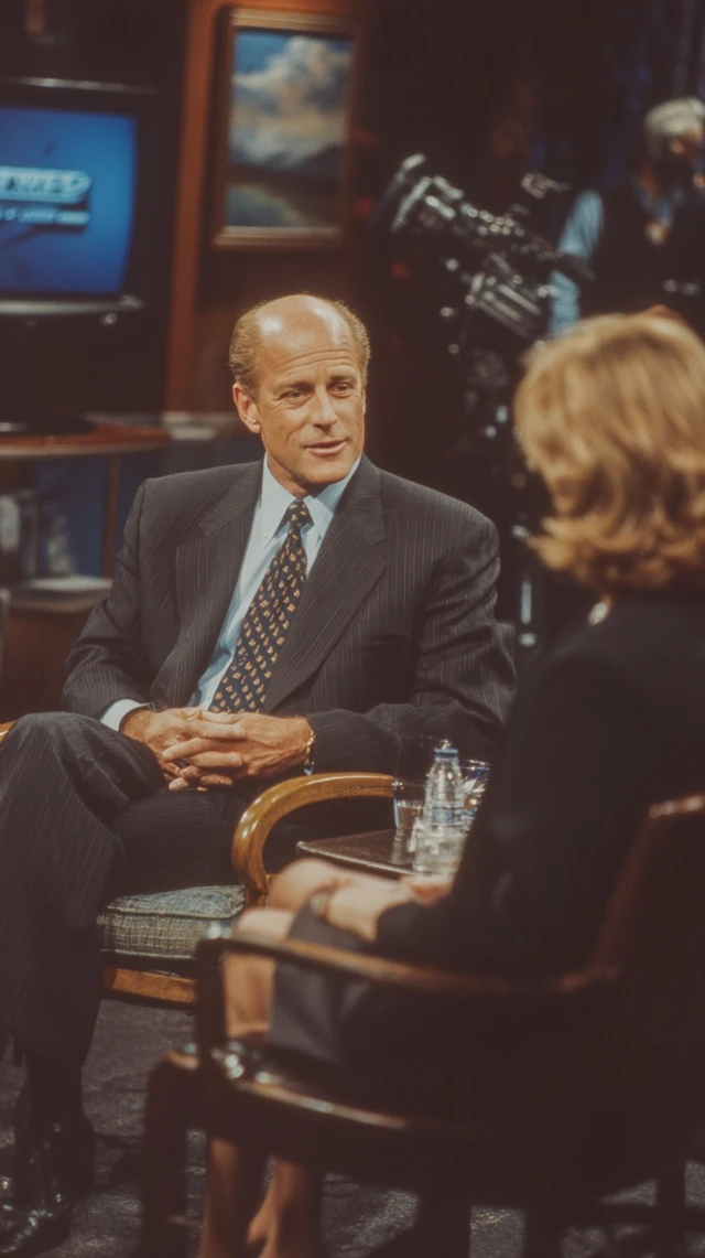 Man in Business Suit on TV Health Show Early 2000s