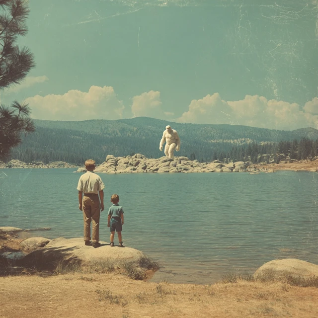 Bigfoot Lake Encounter 1962 Retro Photo