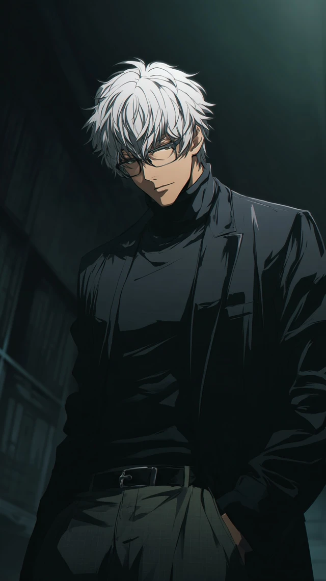 Handsome Anime Character Silver Hair Black Blazer