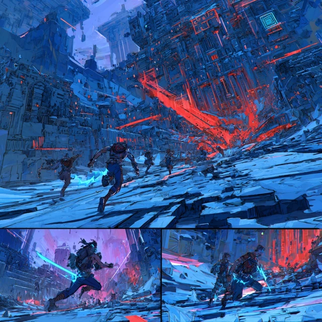 Cyberpunk Temple Ruin: Digital Gods Fall