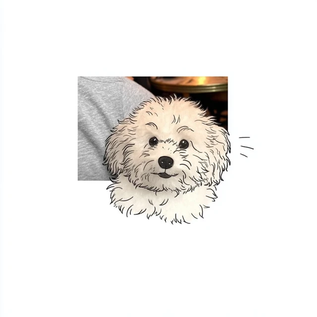 Maltipoo Tattoo Stencil Minimalist Black and White