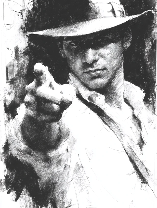 Indiana Jones Line Art Illustration
