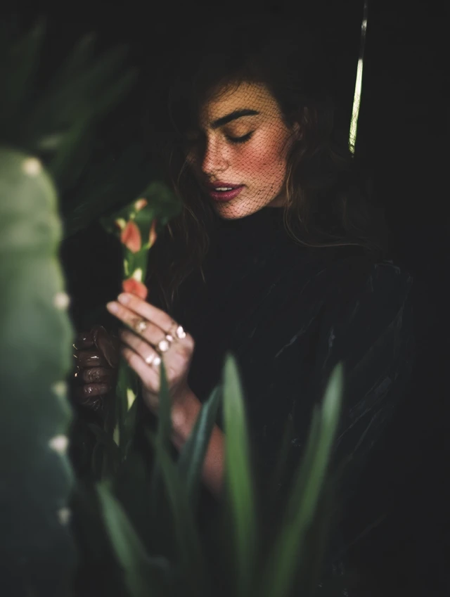 Girl and Plants A Fashion Portrait of Temptation