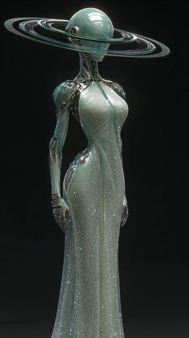 Robot in Evening Gown Futuristic Fashion Art