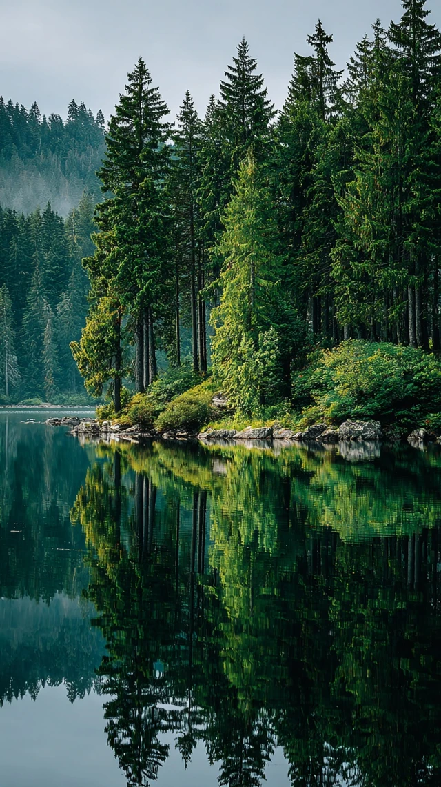 Tranquil Forest Lake Landscape Reflection