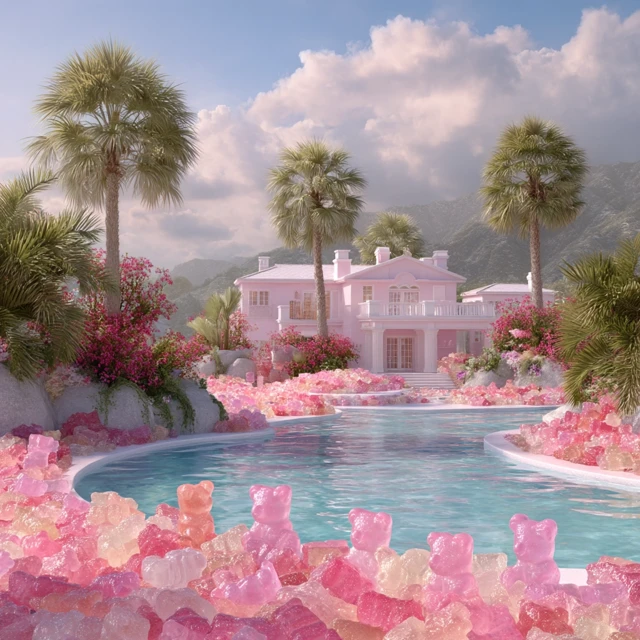 Gummy Bears Pool Party Pink Mansion Paradise