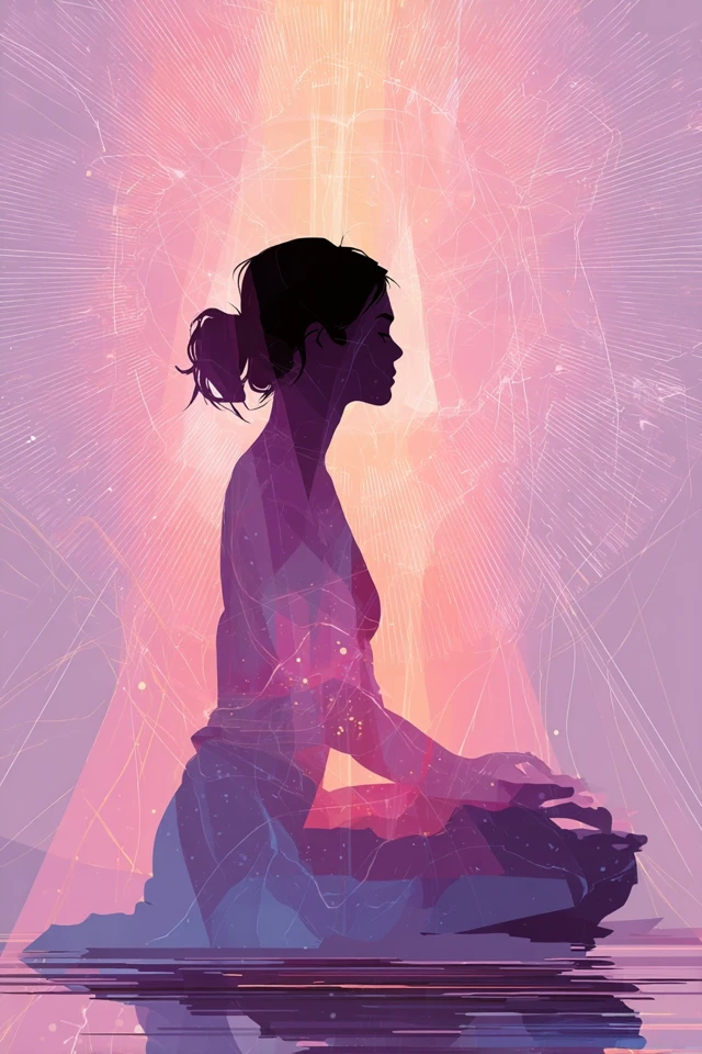 Meditation Illustration Female Spiritual Energy