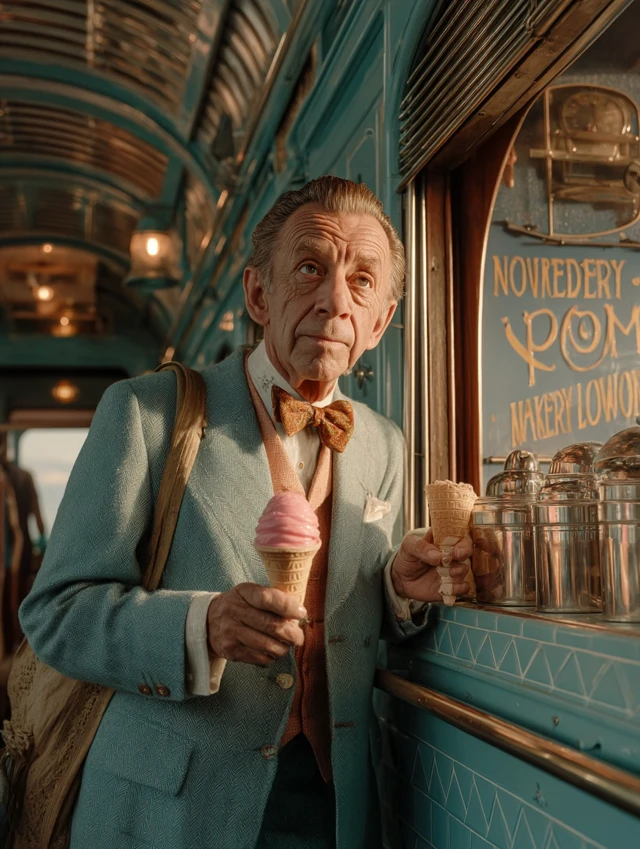 French Ice Cream Vendor Cinematic Still