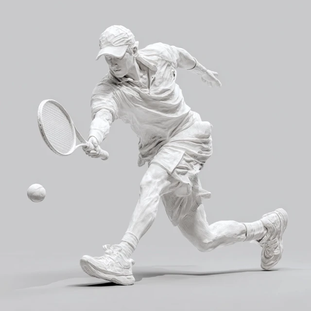 3D Tennis Player White Model