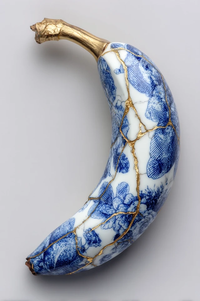 Kintsugi Banana Porcelain Art