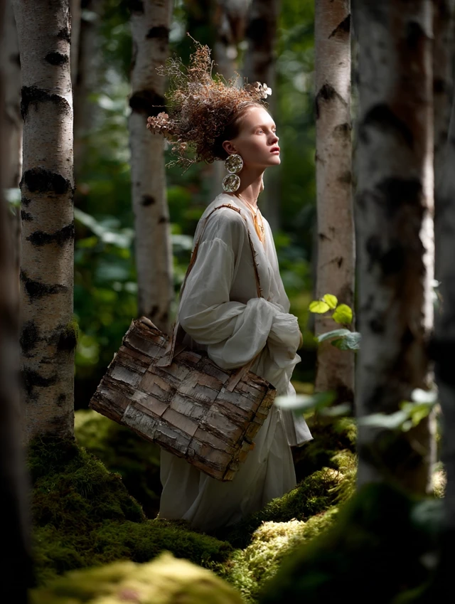 Nordic Fashion Model Birch Bark Accessories