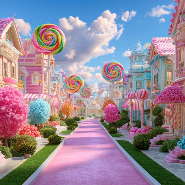 Fantasy Candyland Dreamscape Vibrant Colorful Scene