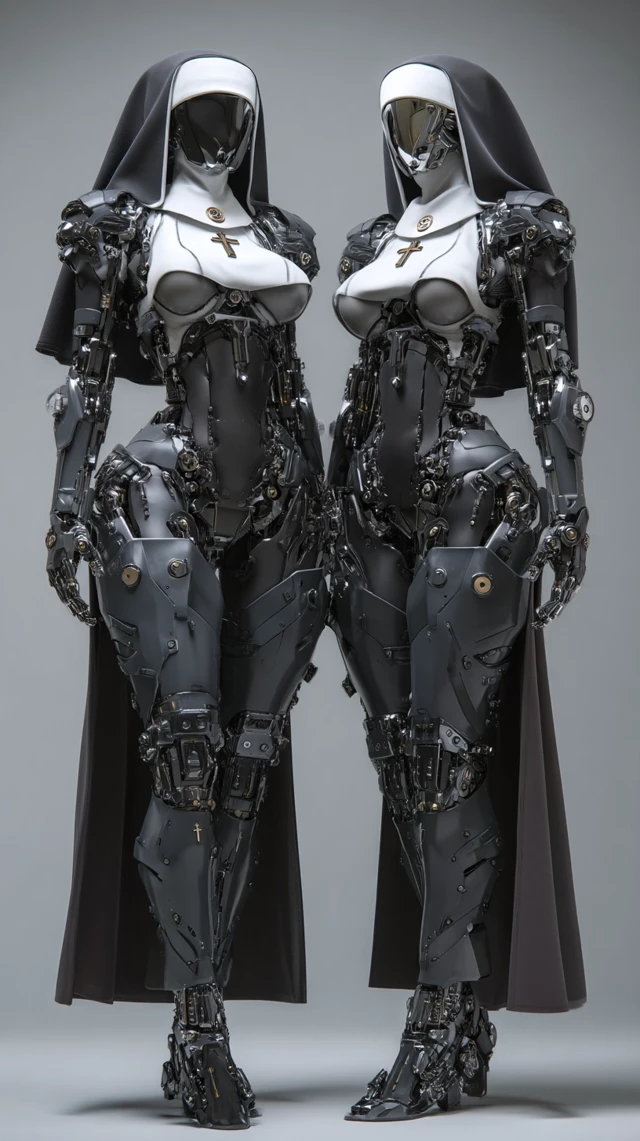 Cyberpunk Battle Nuns: Cyborgs in Black Gear
