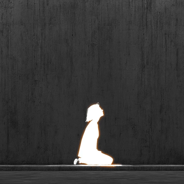 Minimalist Silhouette Art of a Girl in a Relaxed Pose