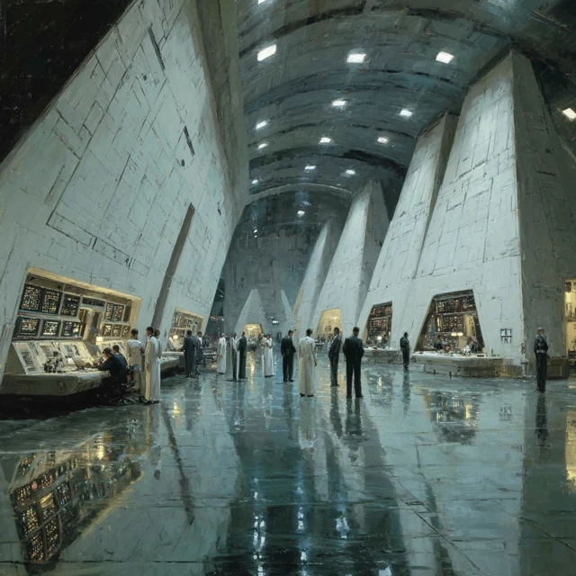 Futuristic High Command Bunker Oil Painting