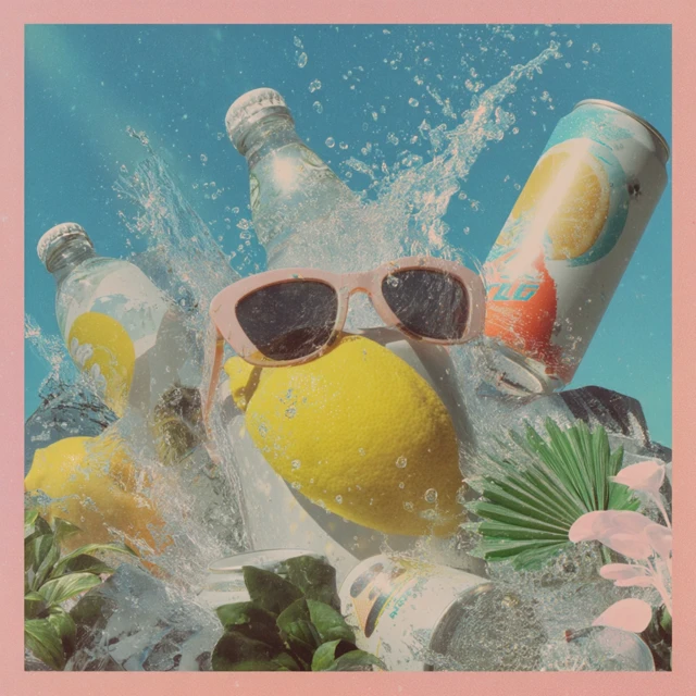 Summer Vibes Album Cover Art Lemon Sunglasses Soda Tropical