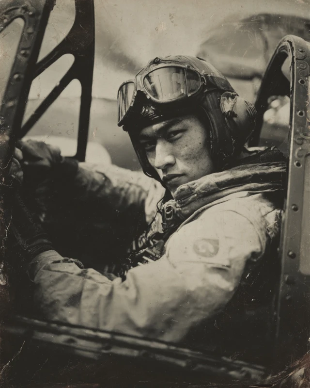 Kamikaze Pilot in Mitsubishi Zero 1945 Japan