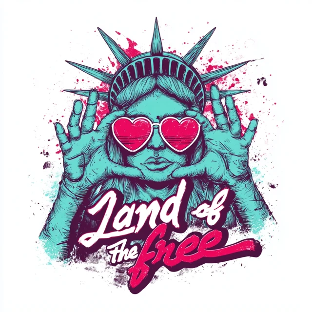 Lady Liberty Land of the Free Heart Sunglasses