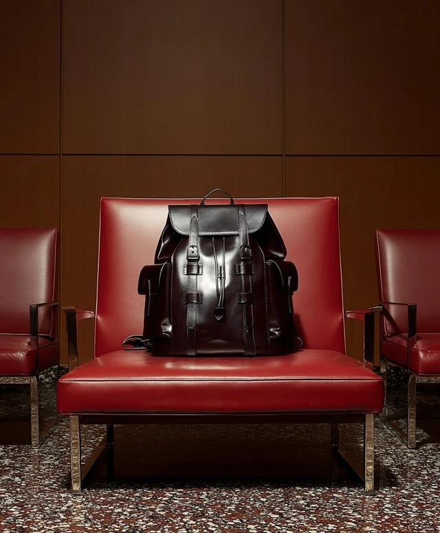Luxury Backpack on Red Leather Seat Modern Design