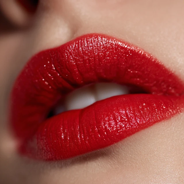 Red Lipstick Texture Close Up Beauty Makeup