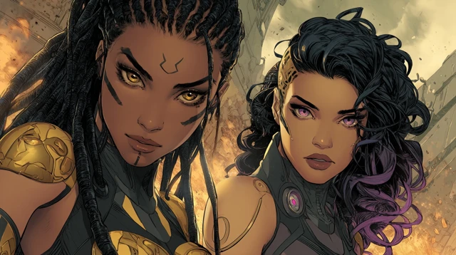 Female Heroes in Cyberpunk Battlefield Comic Art