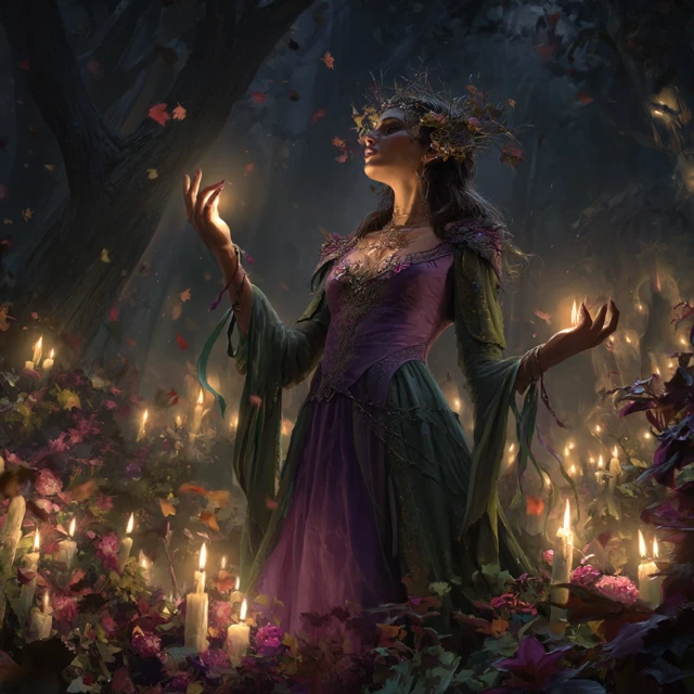 Queen of Witches Performing Ritual Illustration