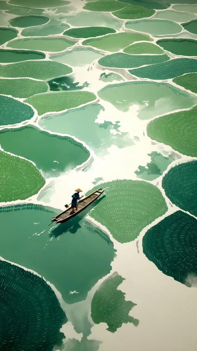 Chinese Rice Paddies Illustration Landscape